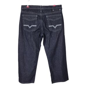Mecca Jeans Men Size 38X34 40X29 Black Wide Leg Button Flap Pockets Vintage Y2K